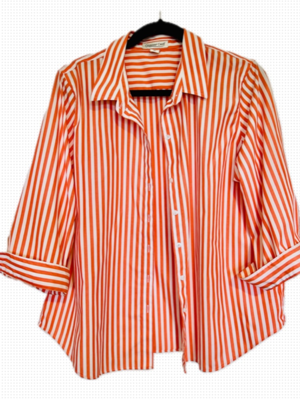 Coldwater Creek Coral Women's Striped Shirt, Size 16P